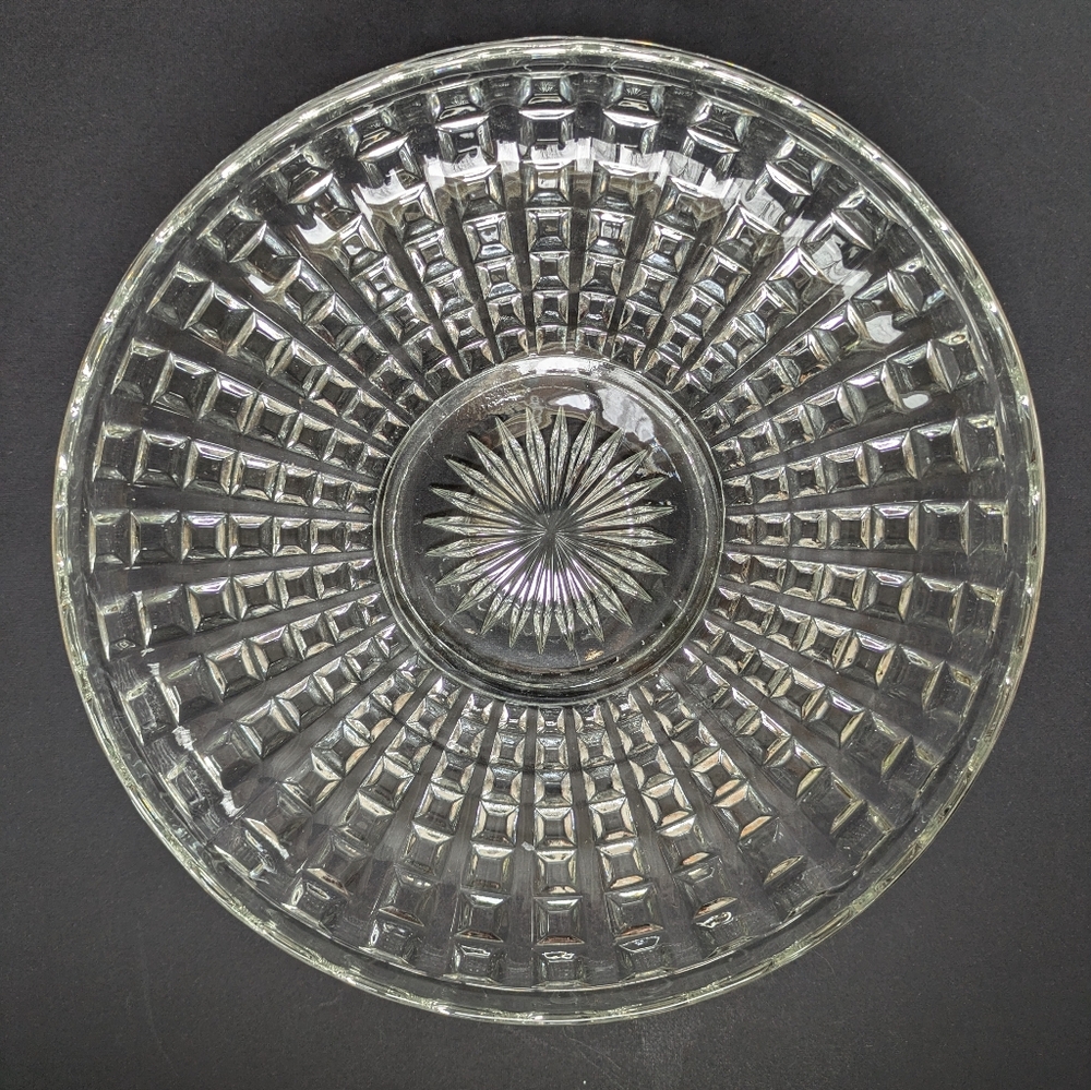 Imperial Glass Monticello Clear Footed Dish Shallow Bowl 8 1/4"